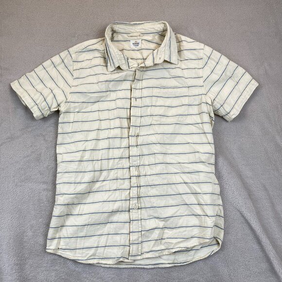 Marine Layer Mens Shirt Small Short Sleeve Striped Button-Up Yellow Blue Casual - Picture 9 of 11